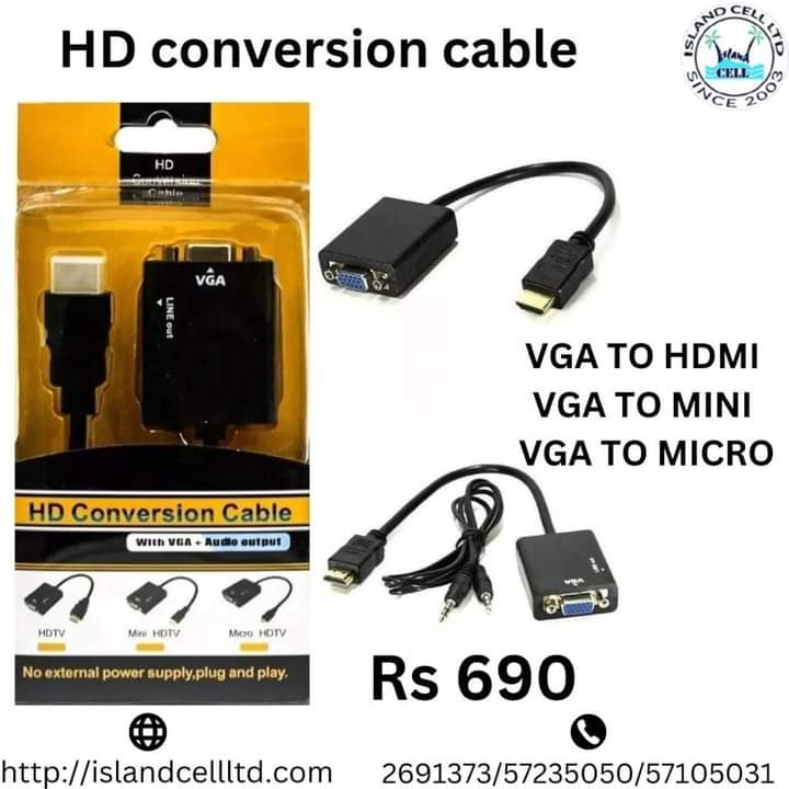 HD Conversion Cable (VGA To mini HDMI)