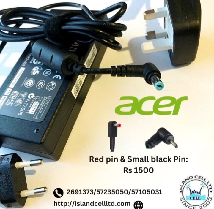 Laptop Acer Small Pin Charger (Red and Black)