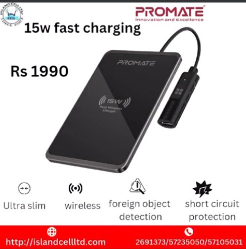 PROMATE 15W Fast Charging Slim Metallic Wireless Charger (AuraCard-15W)