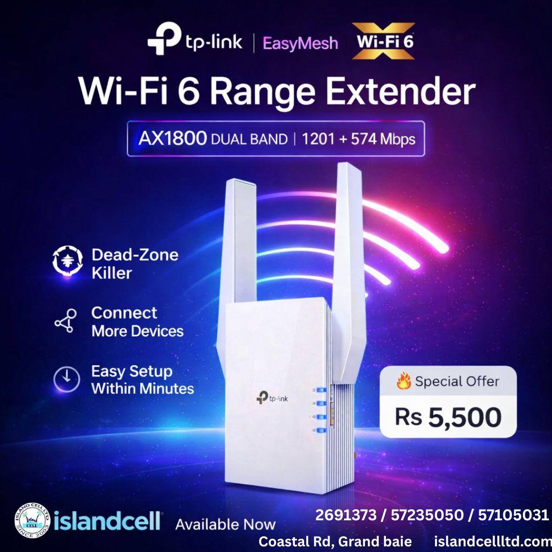 TP-LINK AX1800 WI-FI 6 RANGE EXTENDER RE605X