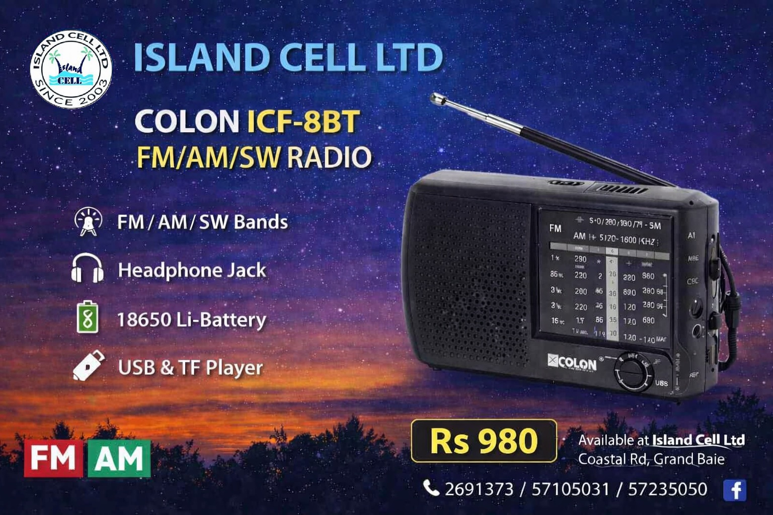 Colon ICF‑8BT FM/AM/SW Radio